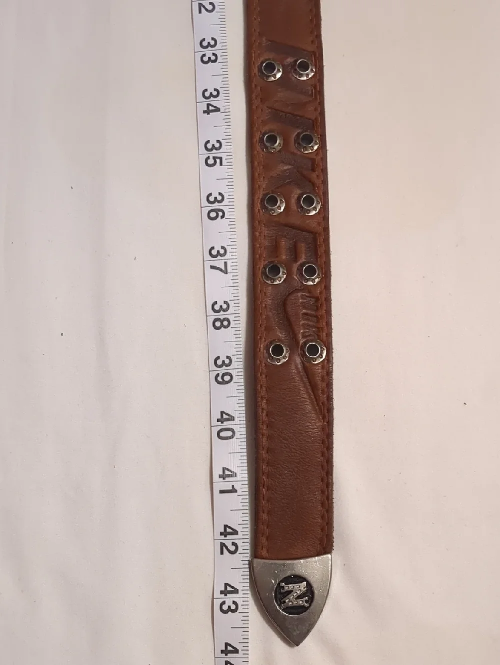 Vintage Mens Brown Leather- Metal Buckle Belt 36-42 Engraved 90s Country Western